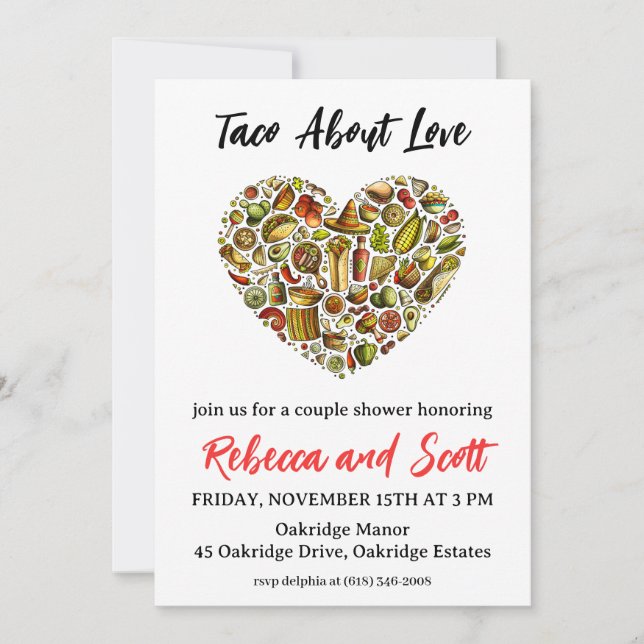 taco sobre invitaciones de amor (Anverso)