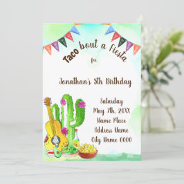 Taco sobre la invitación al cumpleaños de Fiesta