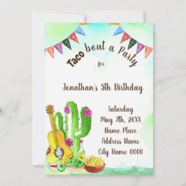 Taco sobre la invitación al cumpleaños Fiesta