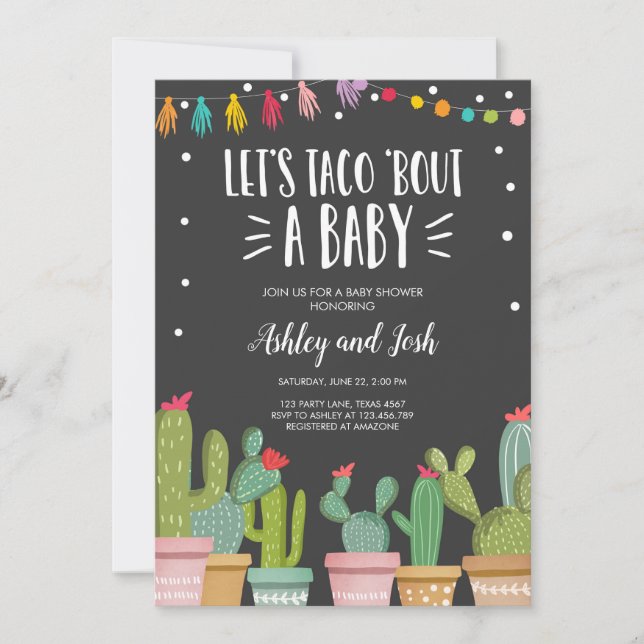 Taco sobre un bebé Fiesta Parejas Ducha Invitación (Anverso)