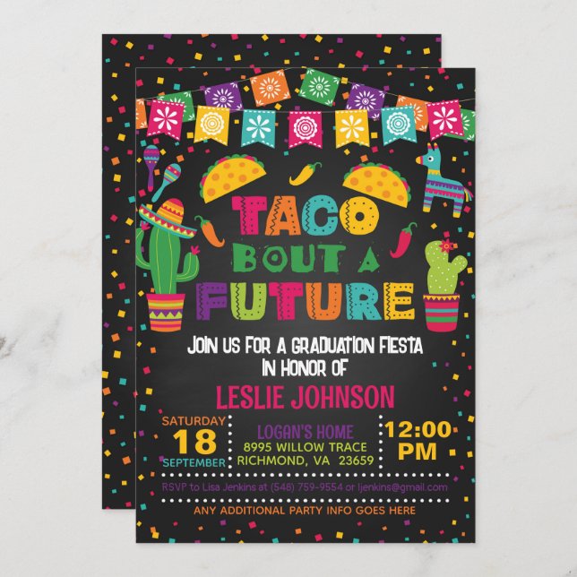 Taco Sobre un Futuro Invitación - Blk (Anverso / Reverso)
