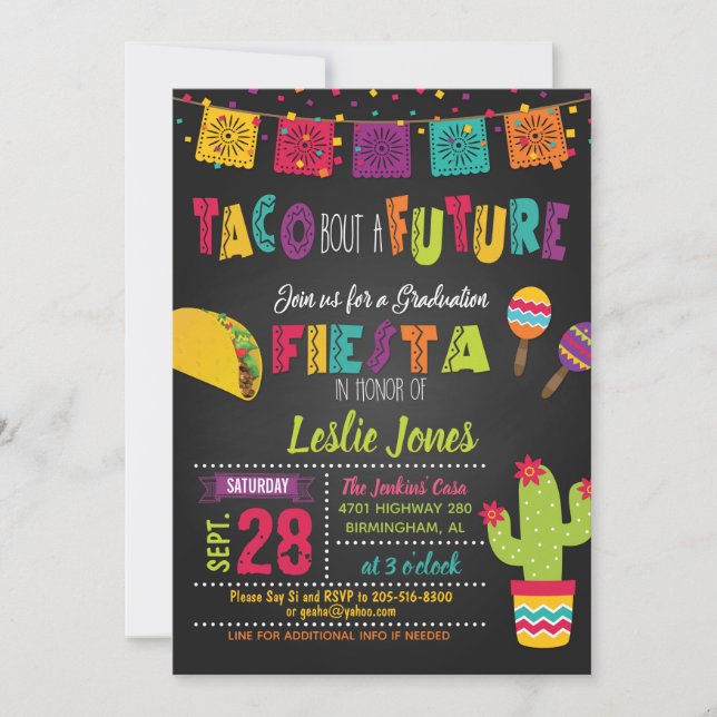 Taco sobre una futura invitación a graduación (Anverso)