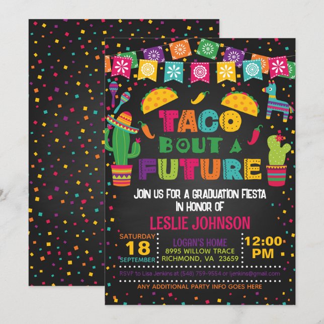 Taco sobre una futura invitación - negro (Anverso / Reverso)