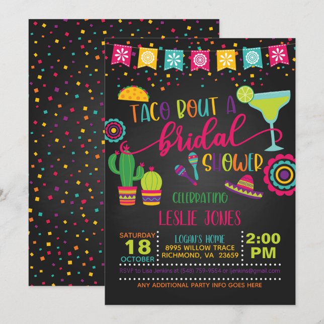 Taco sobre una invitación a ducha de novia - BL (Anverso / Reverso)
