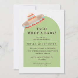 Taco sobre una invitación a un bebé en Baby Shower