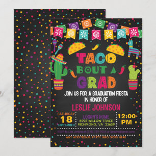 Taco sobre una invitación de graduado - Blk