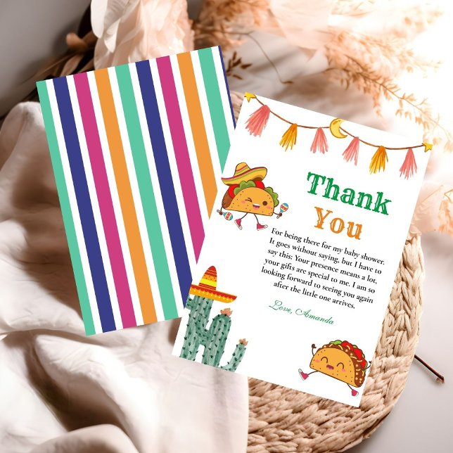 Taco sobre una tarjeta de agradecimiento de Baby S (Subido por el creador)