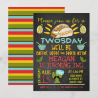 Taco Twosday Chalkboard Invitación de 2º cumpleaño