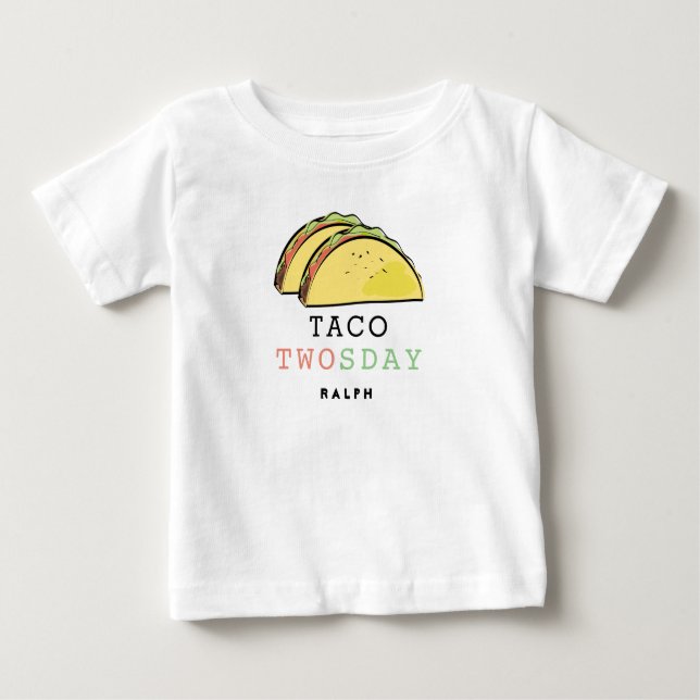 Taco Twosday Martes Camiseta Blanca 2do Cumpleaños (Anverso)