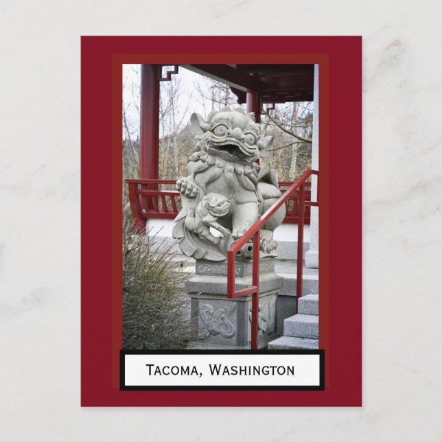 Tacoma chino de perro Fu, postal de Washington (Anverso)