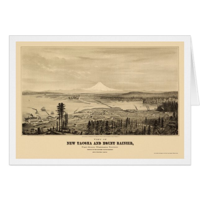 Tacoma, mapa panorámico de WA - 1878 (Anverso (Horizontal))