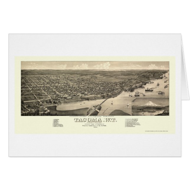 Tacoma, mapa panorámico de WA - 1884 (Anverso (Horizontal))