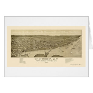 Tacoma, mapa panorámico de WA - 1885