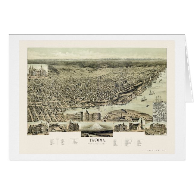 Tacoma, mapa panorámico de WA - 1890 (Anverso (Horizontal))