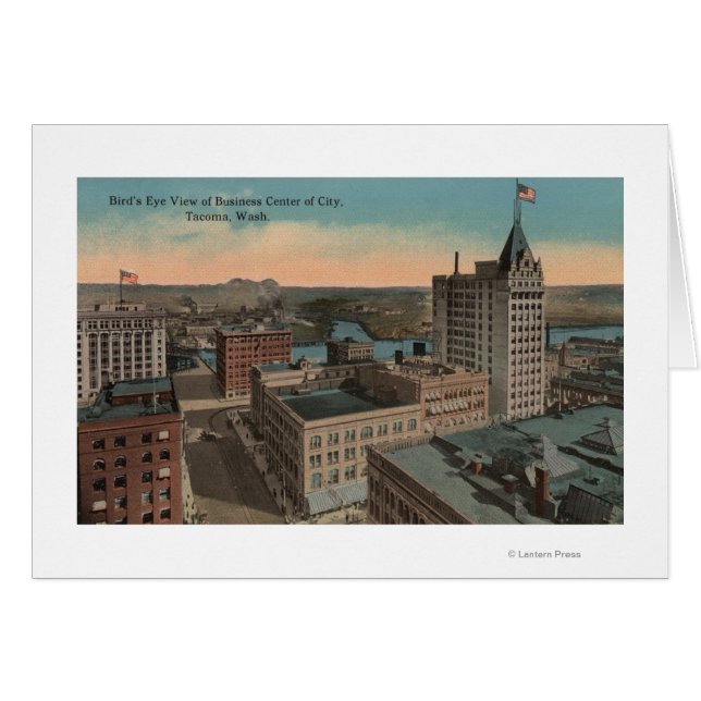 Tacoma, WA - Vista de ojos de pájaro en el centro  (Anverso (Horizontal))