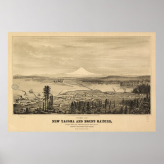 Tacoma y Mount Rainier, impresión de 1878