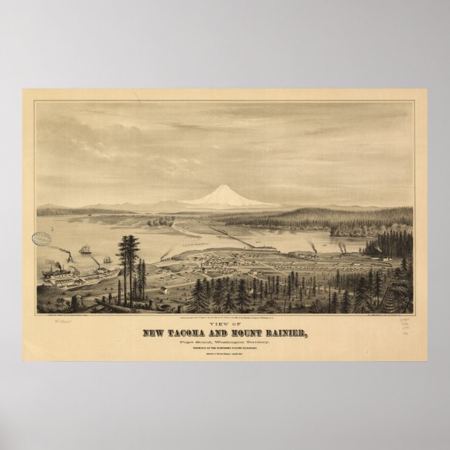 Tacoma y Mount Rainier, impresión de 1878 (Frente)