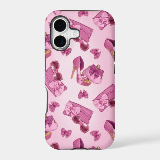 Tacón alto rosa y bolso con lazo