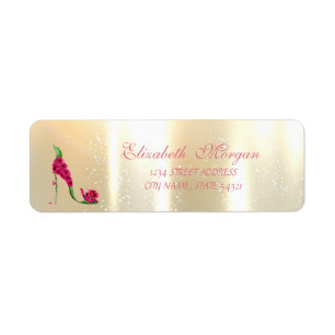 Tacones florales elegantes y glamurosos, etiqueta 