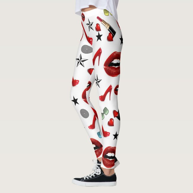 Tacones Labios Lápiz Labial Leggings (Izquierda)