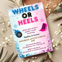 tacones o ruedas género revelar invitaciones