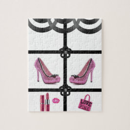 tacones rompecabezas blanco rosado negro jigsaw