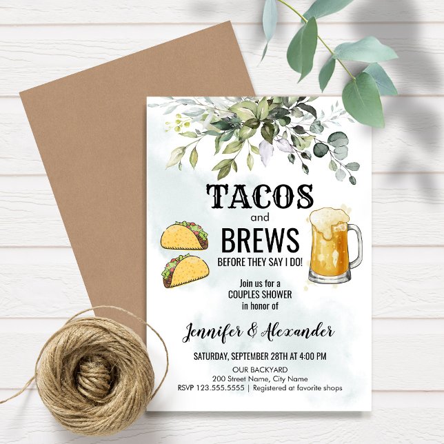 Tacos & Brews Parejas Invitación a la ducha (Subido por el creador)