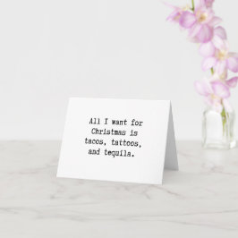 Tacos, tatuajes, tarjeta de Navidades tequila