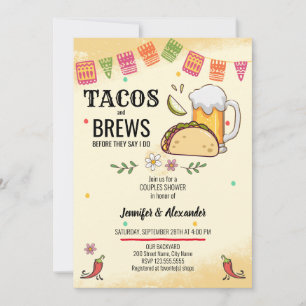 Tacos y cerdas parejas duchan la invitación