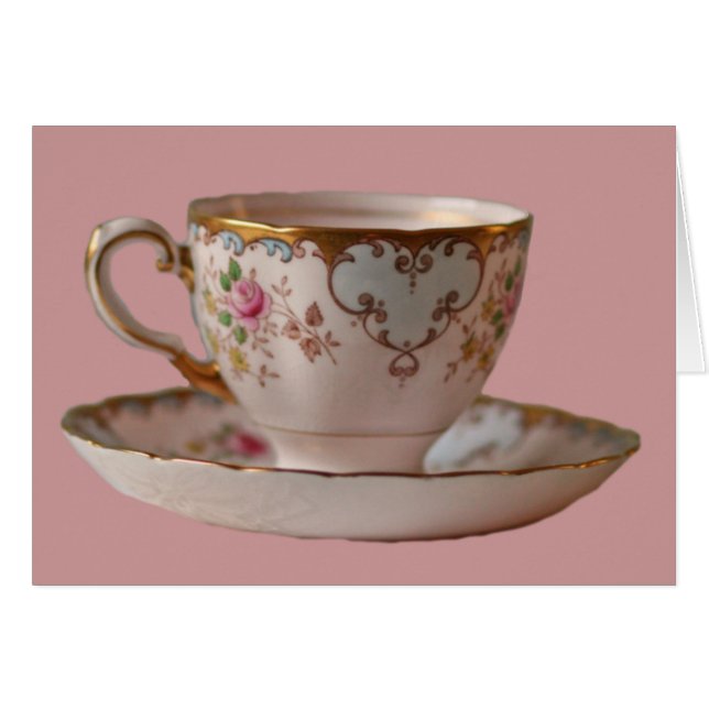 Tacup rosado y Saucer con Rosas (Anverso (Horizontal))