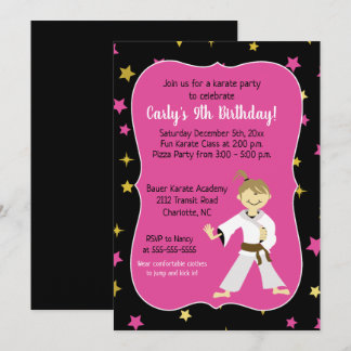 Tae Kwon Do Invitaciones de Cumpleaños Chica del C