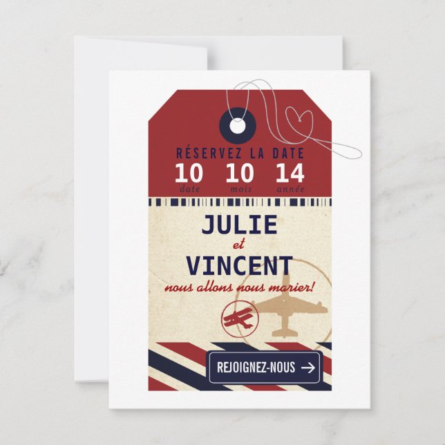 Tag Bagages de Voyage Réserver la Date (Anverso)