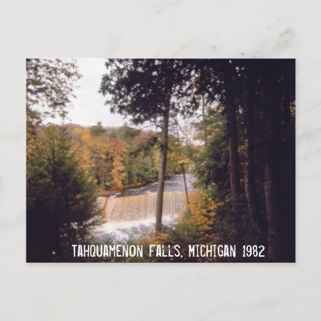 Tahquamenon cae tarjeta postal de Michigan (Anverso)