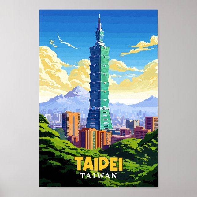 Taipei Taiwán Ilustracion de arte de viaje (Frente)