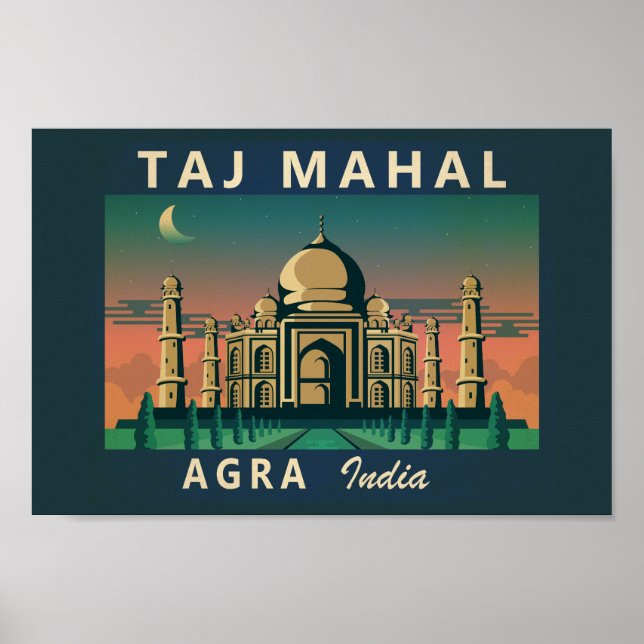 Taj Mahal India: Vintage de arte de viajes (Frente)