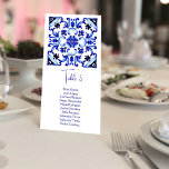 Talavera Azuejo azulejos azules números de tablas<br><div class="desc">Talavera Azuejo azulejos azules vintage hacienda mexicana boda ducha de novia fiesta tarjetas de número de mesa con los invitados lista</div>