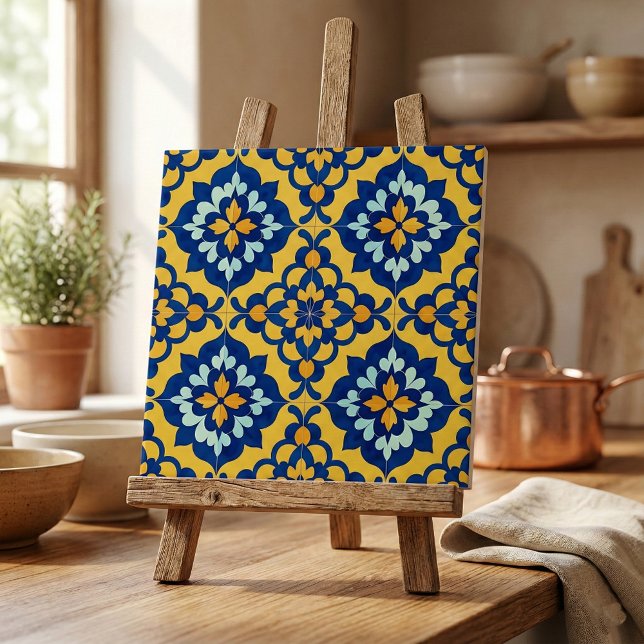 Talavera Mexicana Azulejo Español Azul y Amarillo (Subido por el creador)