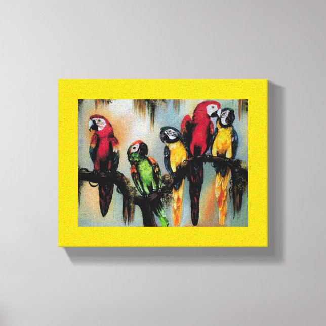 Talking Parrots ~ Lienzo envuelto .75" Grueso (Anverso)
