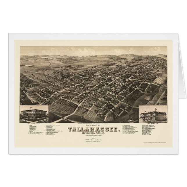 Tallahassee, mapa panorámico de FL - 1885 (Anverso (Horizontal))