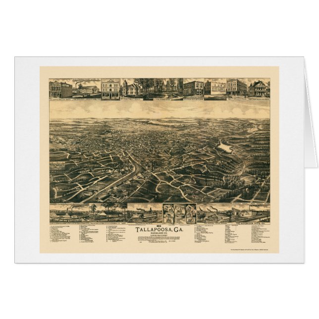 Tallapoosa, mapa panorámico del GA - 1892 (Anverso (Horizontal))