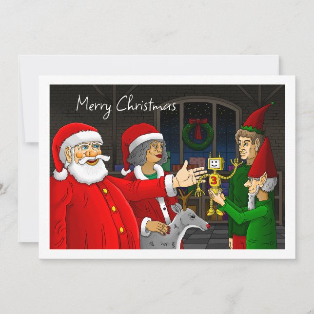 Taller de Santa Claus Tarjeta de Navidad (Anverso)
