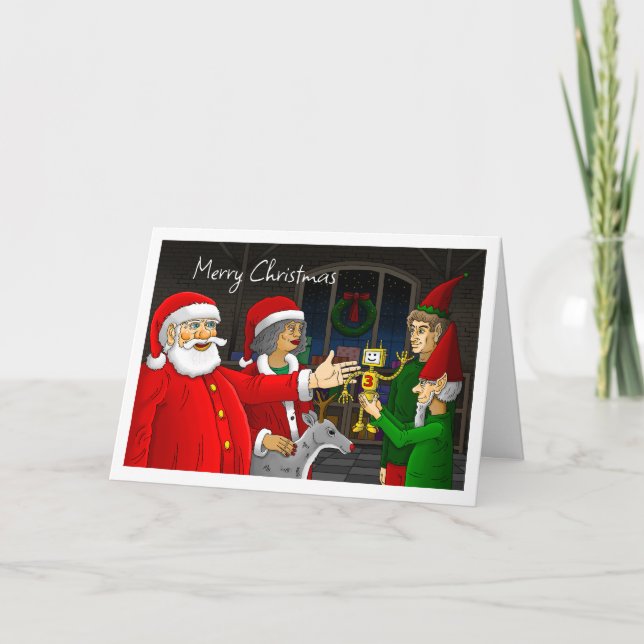 Taller de Santa Claus Tarjeta de Navidad (Anverso)