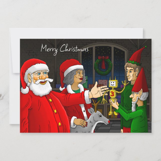 Taller de Santa Claus Tarjeta de Navidad (Anverso)