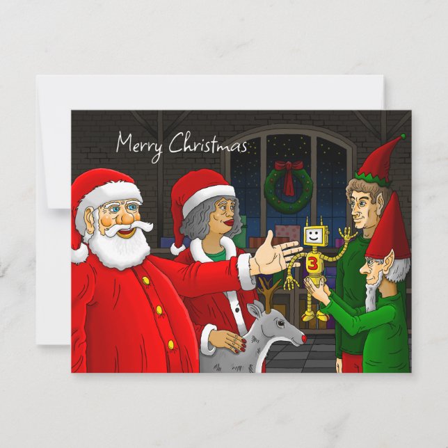 Taller de Santa Claus Tarjeta de Navidad (Anverso)