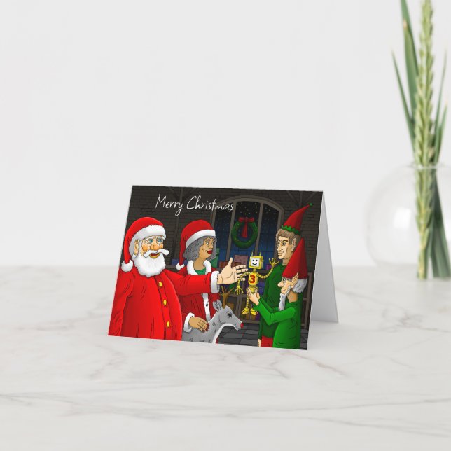 Taller de Santa Claus Tarjeta de Navidad (Anverso)