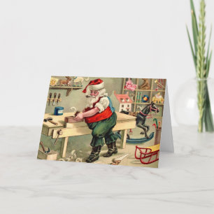 Taller de Santa Tarjeta de Navidad Vintage