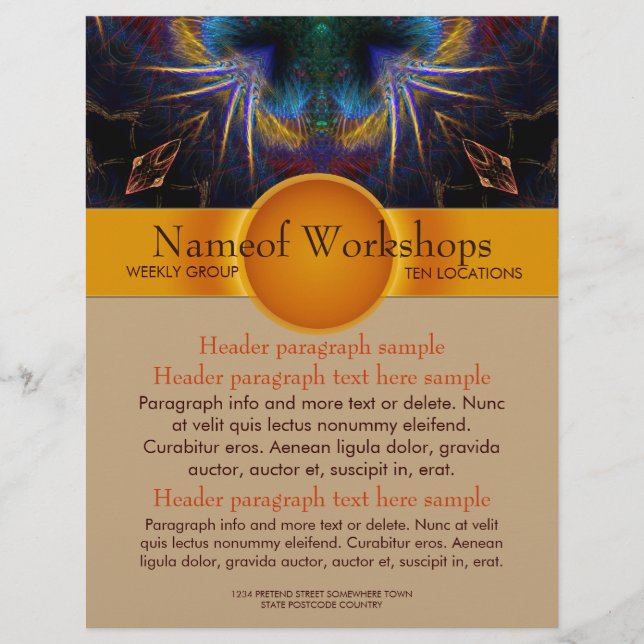 Talleres Fiestas Eventos Fantasy Art plantilla de  (Anverso)