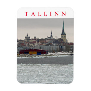Tallín en imán de frigorífico con vistas al invier