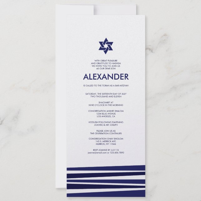Tallit Bar Mitzvah Invitación (Anverso)
