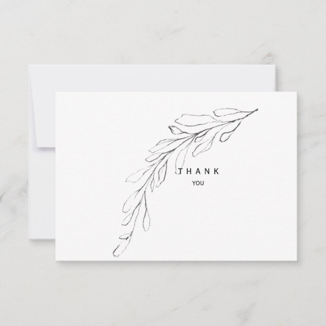 Tallo de Follaje Simple Tarjeta de Agradecimiento  (Anverso)